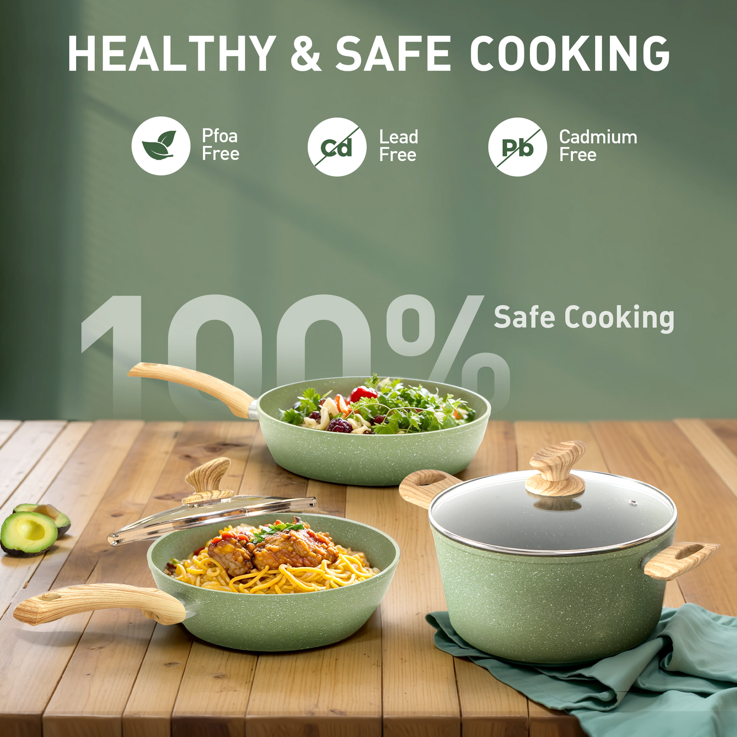 Captiva Designs Nonstick Granite Cookware and Bakeware Set with Heat-Resistant Bakelite Handle