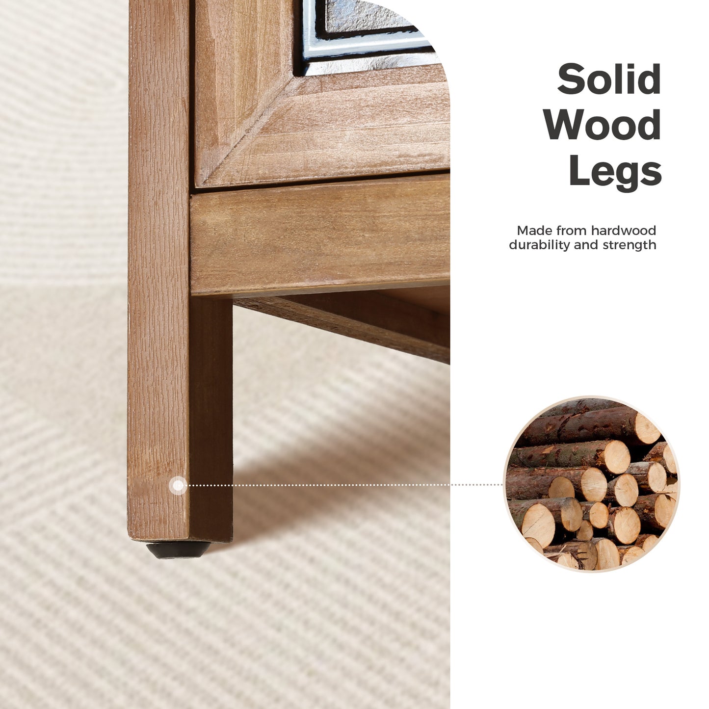 Captiva Designs 2-Door Accent Distressed Storage Cabinet with Blue and White Porcelain Pattern for Entryway Living Room