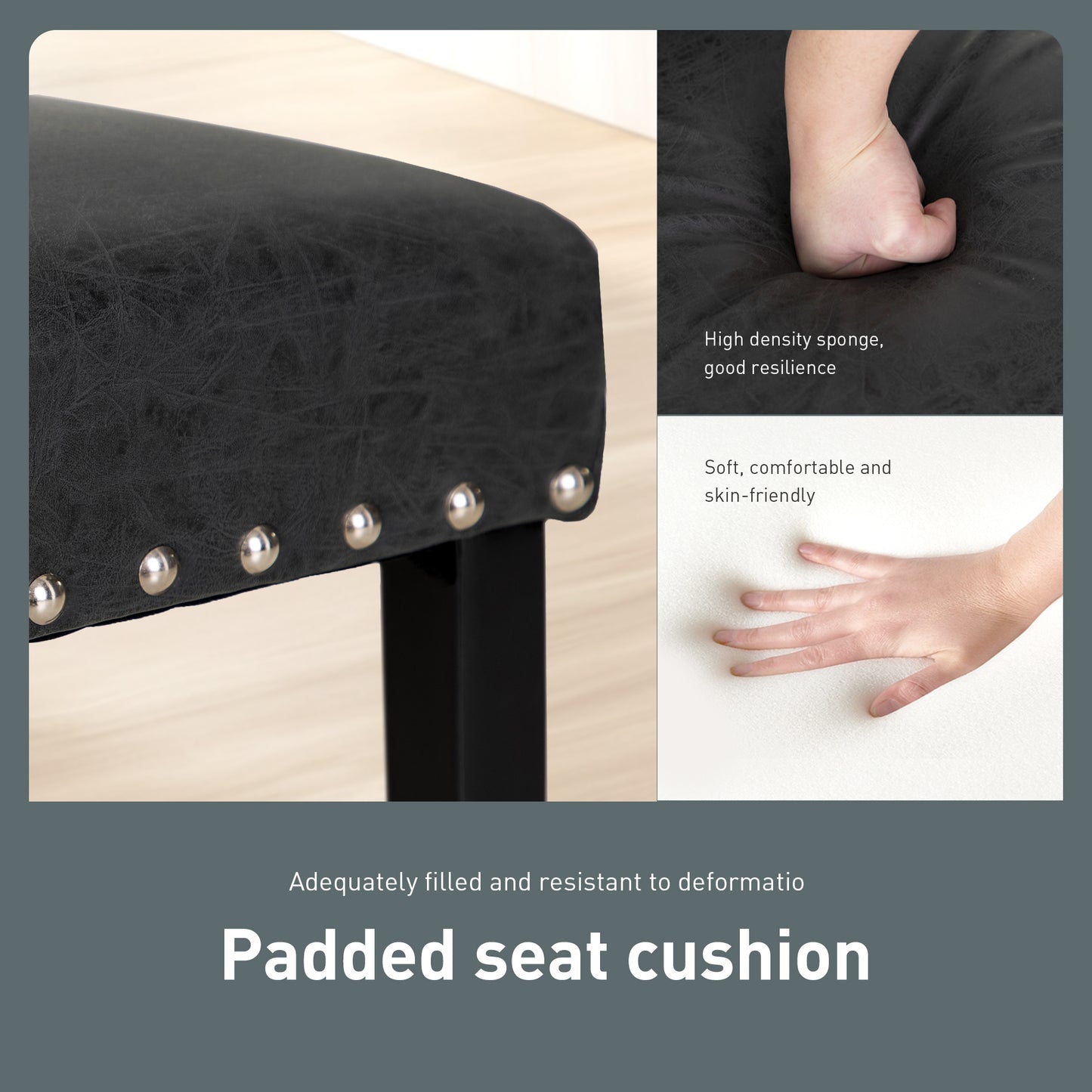 Captiva Designs Indoor High Back Dining Chairs with PU Leather & Padded Seat & Solid Curved Wood Legs