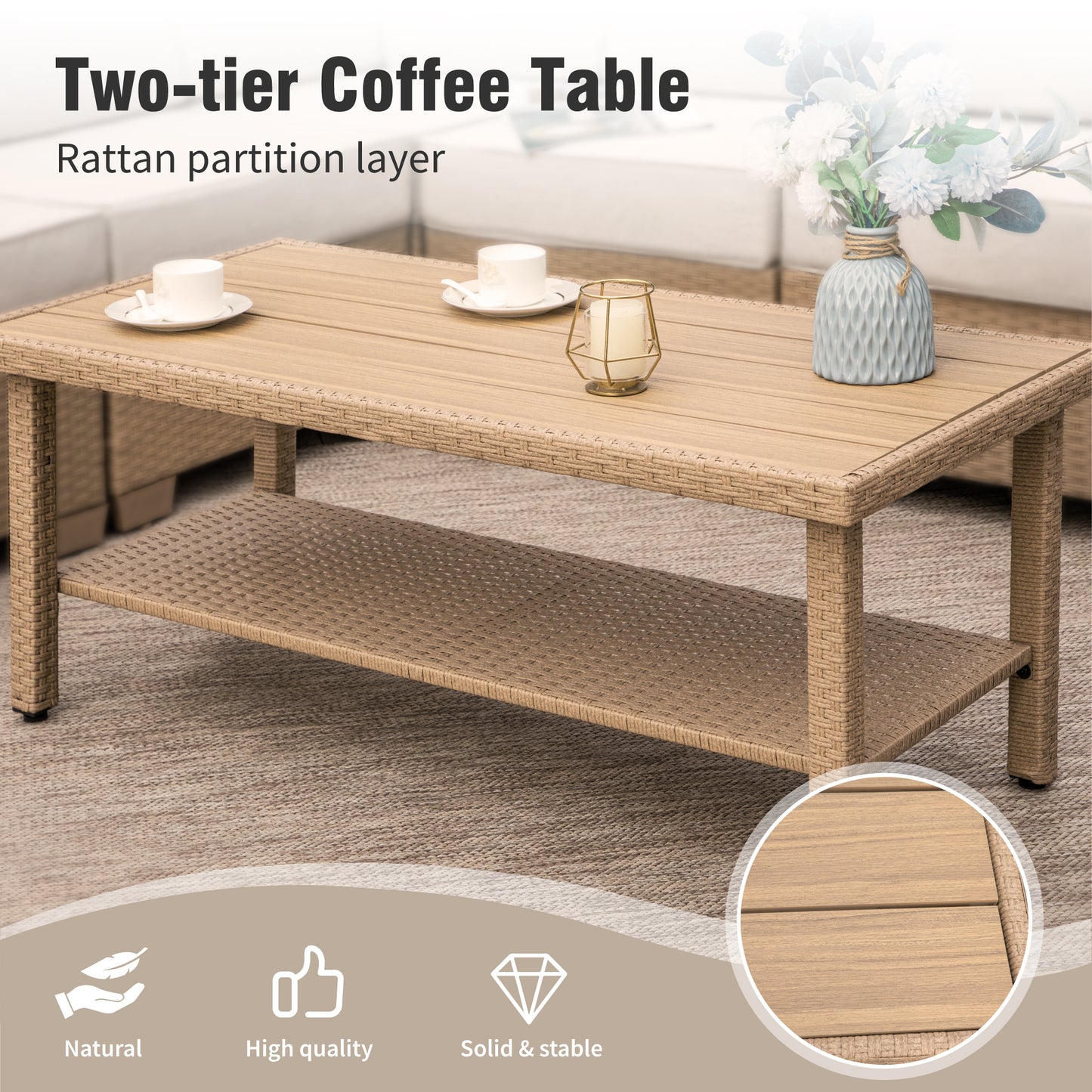 Captiva Designs Large Outdoor Patio Sectional Sofa Wicker Furniture Conversation Set with Cushions