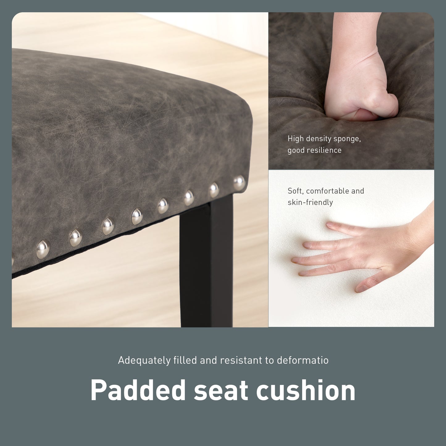 Captiva Designs Indoor High Back Dining Chairs with PU Leather & Padded Seat & Solid Curved Wood Legs