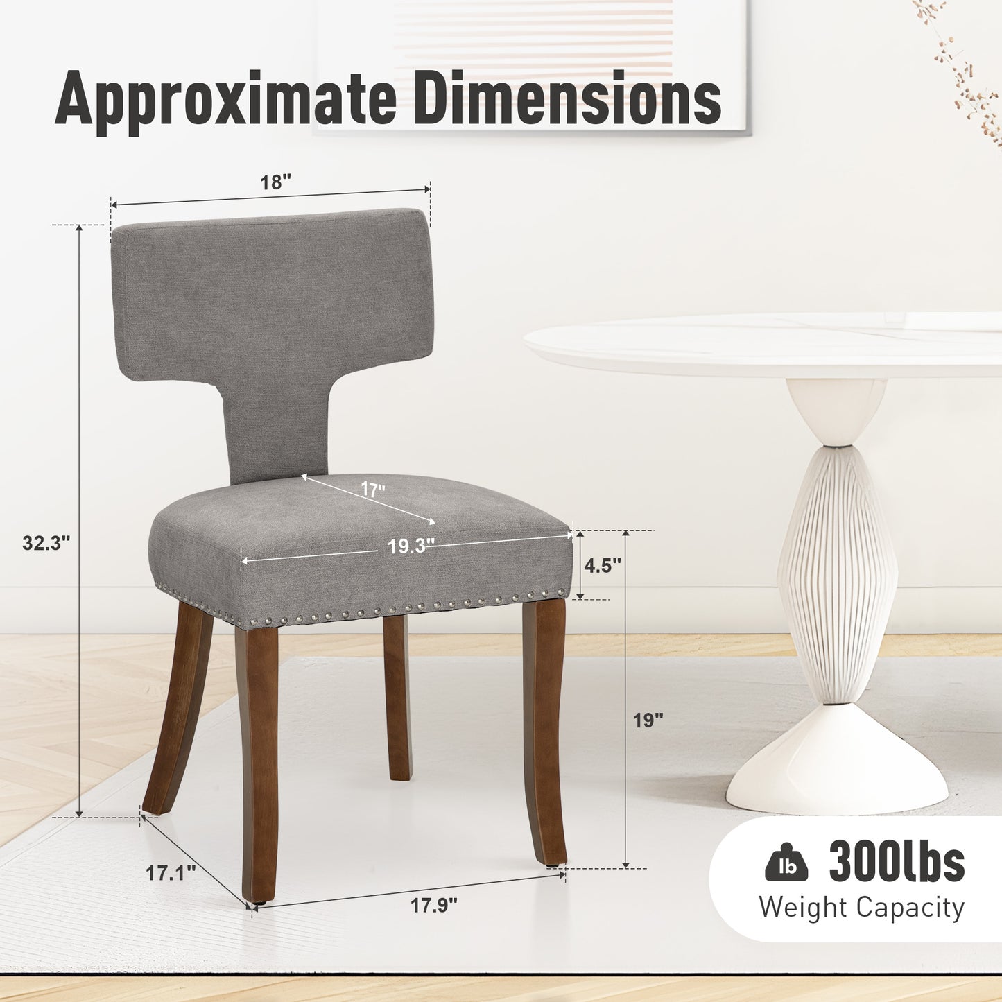 Captiva Designs Dining Chairs with Curved Backrest & Padded Seat & Solid Wood Legs