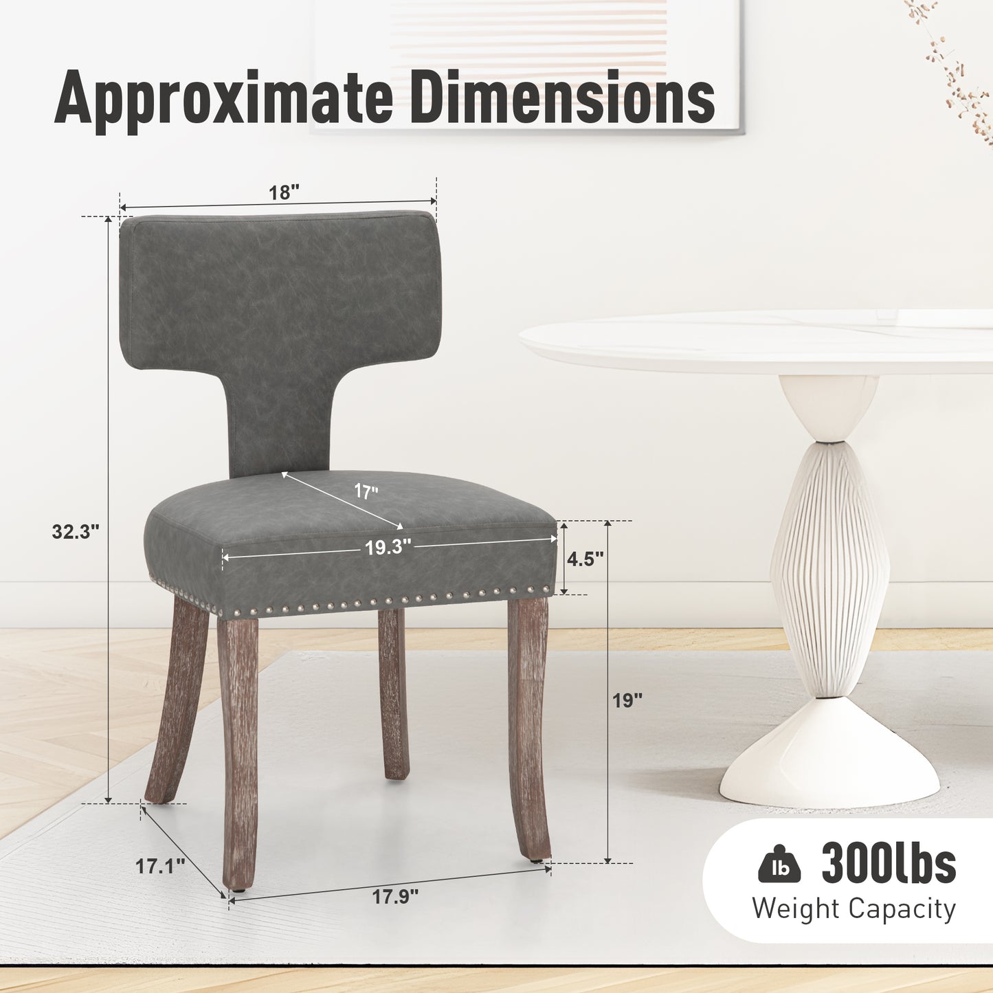 Captiva Designs Dining Chairs with Curved Backrest & Padded Seat & Solid Wood Legs