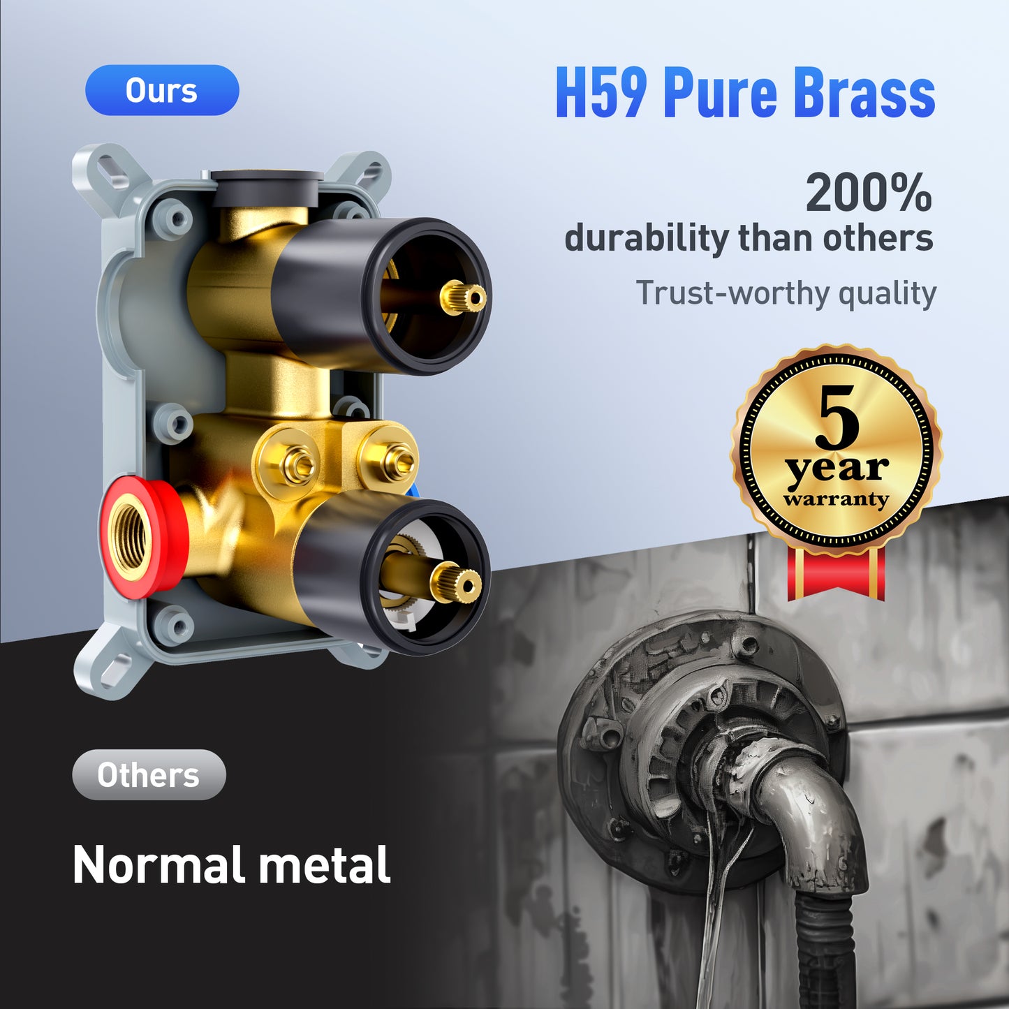 Captiva Designs Wall Mounted High Pressure Shower Head with Hand Shower