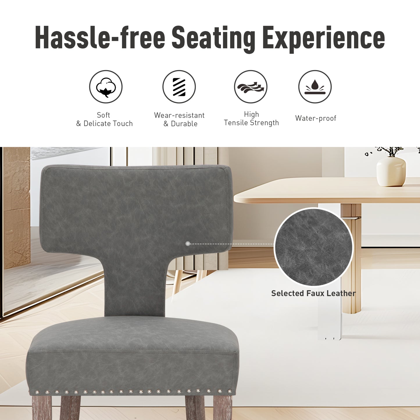 Captiva Designs Dining Chairs with Curved Backrest & Padded Seat & Solid Wood Legs