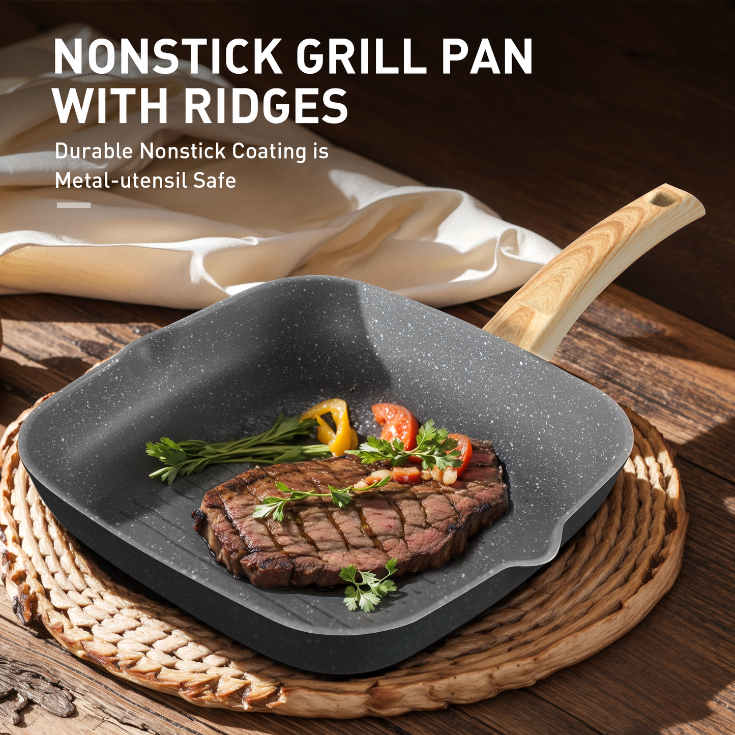 Captiva Designs Nonstick Granite Cookware and Bakeware Set with Heat-Resistant Bakelite Handle