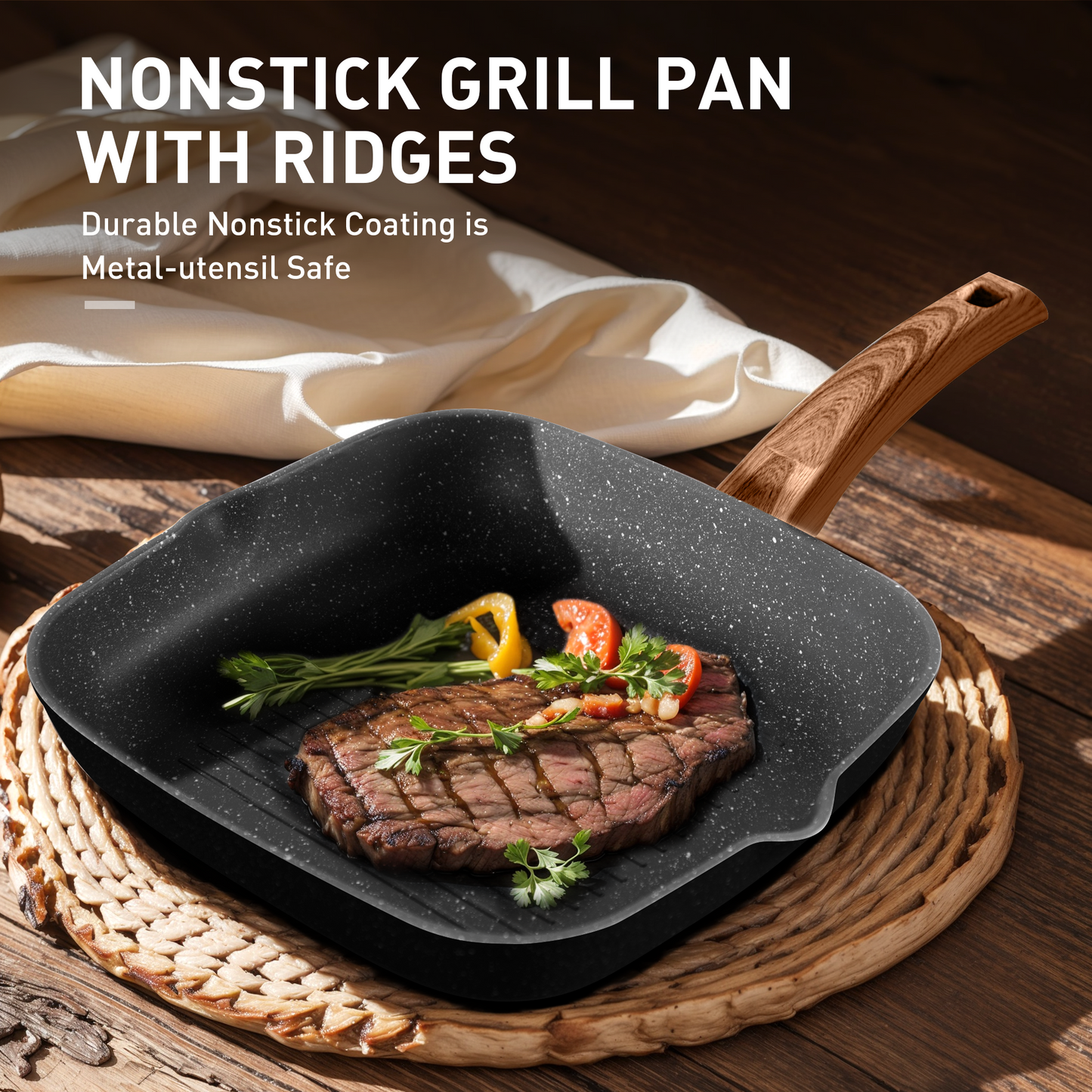 Captiva Designs Nonstick Granite Cookware and Bakeware Set with Heat-Resistant Bakelite Handle