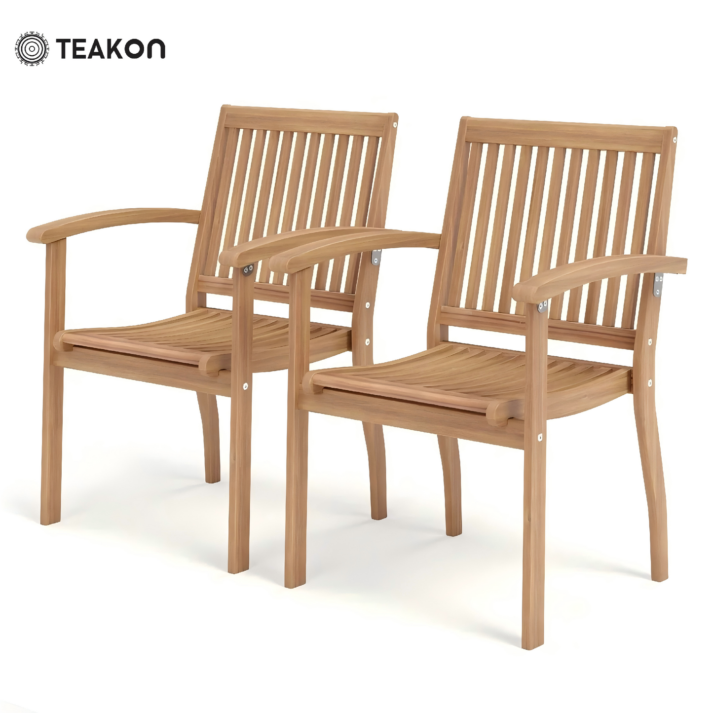 TEAKON Wood Outdoor Dining Armchair (Set of 2)