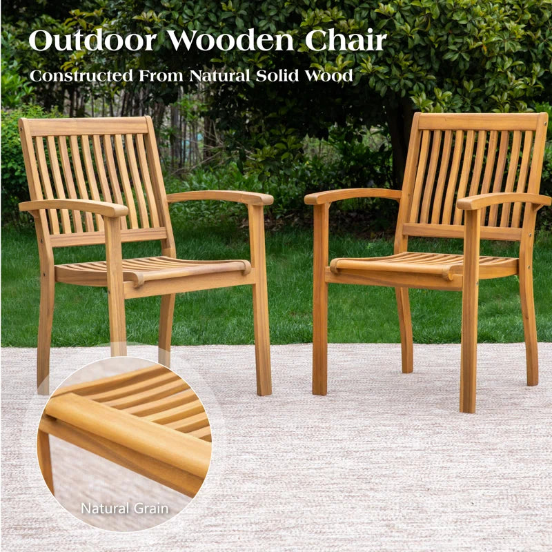 TEAKON Wood Outdoor Dining Armchair (Set of 2)