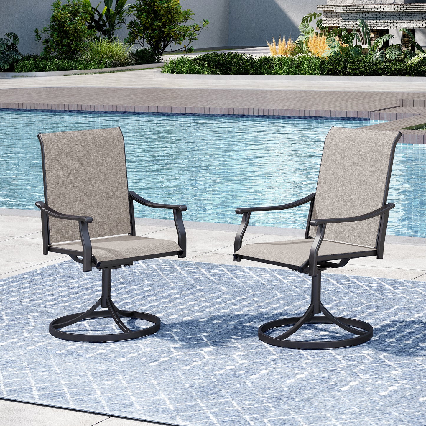 Captiva Designs Outdoor Patio Dining Texliene Armrest Chairs with Steel Frame