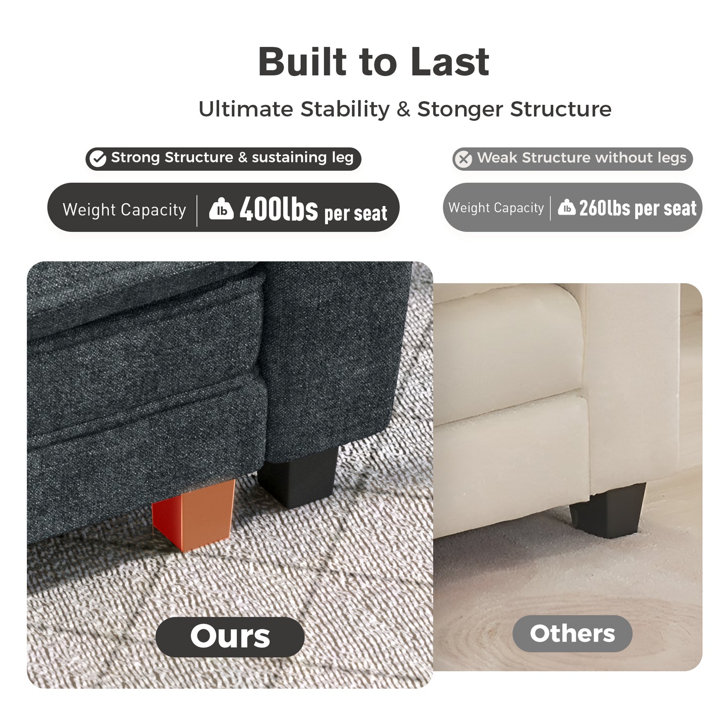 Captiva Designs Oversized Deep Seat Armchair, 1-Seater Upholstered Accent Chair, Comfy Corduroy Reading Chair