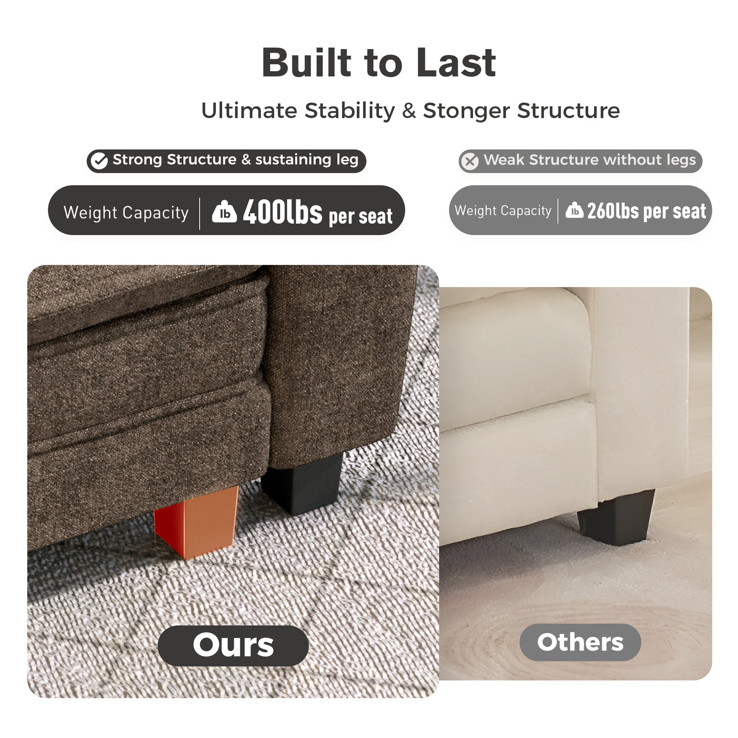 Captiva Designs Oversized Deep Seat Armchair, 1-Seater Upholstered Accent Chair, Comfy Corduroy Reading Chair