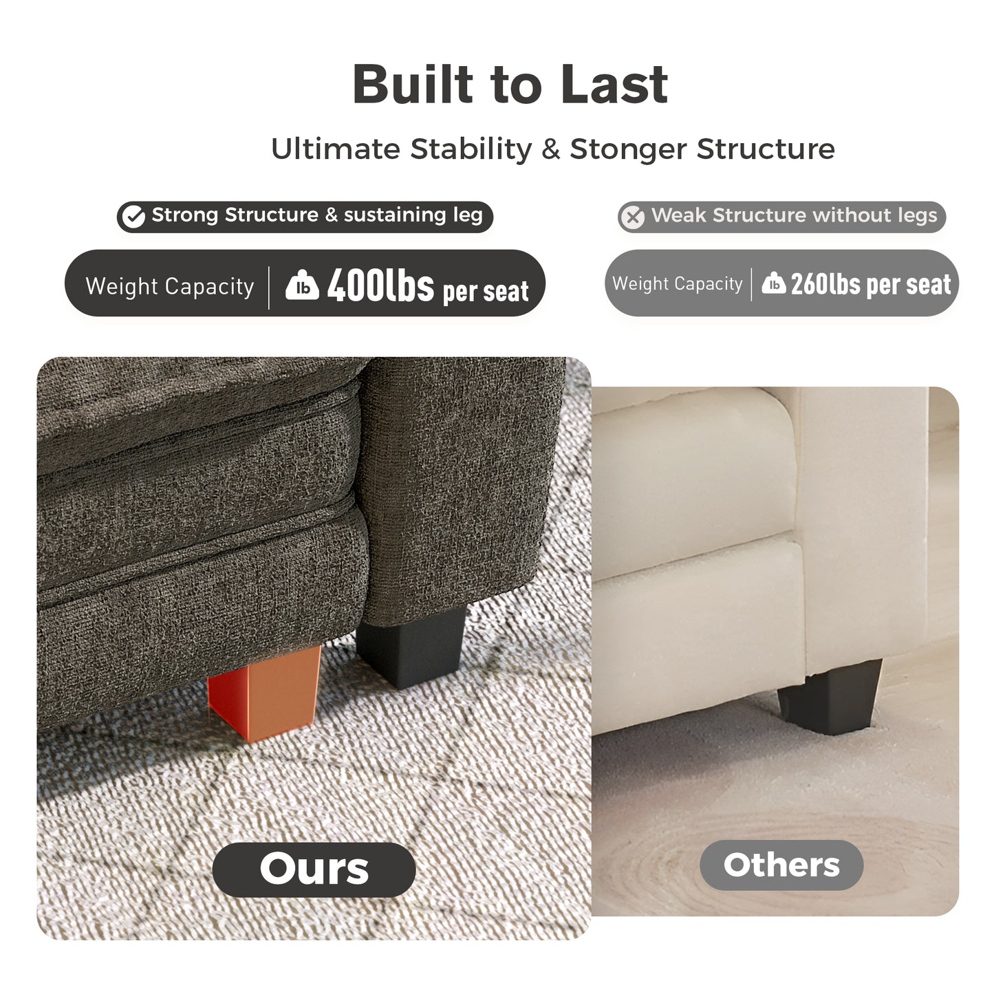 Captiva Designs Oversized Deep Seat Armchair, 1-Seater Upholstered Accent Chair, Comfy Corduroy Reading Chair