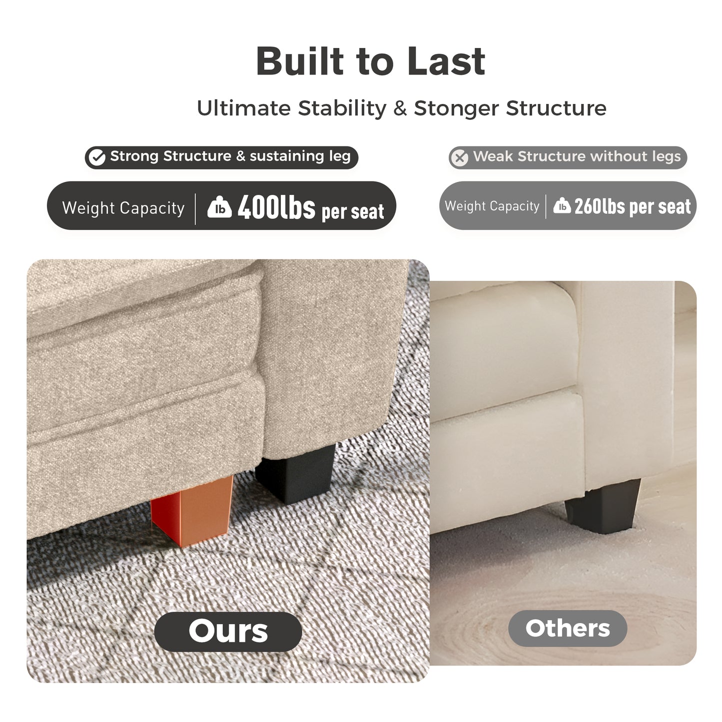 Captiva Designs Oversized Deep Seat Armchair, 1-Seater Upholstered Accent Chair, Comfy Corduroy Reading Chair