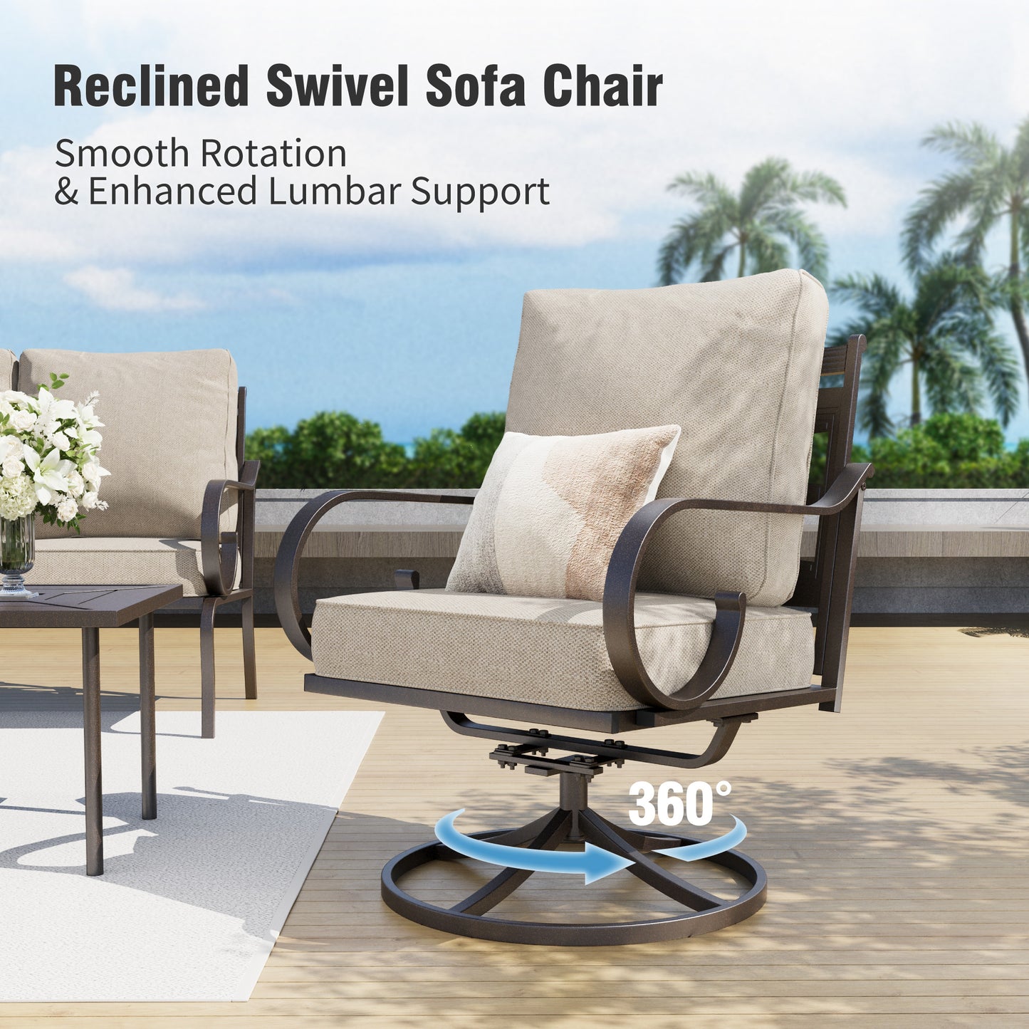 Captiva Designs 5pc Extra Large Metal Pattern-back Outdoor Patio Conversation Set with Loveseat