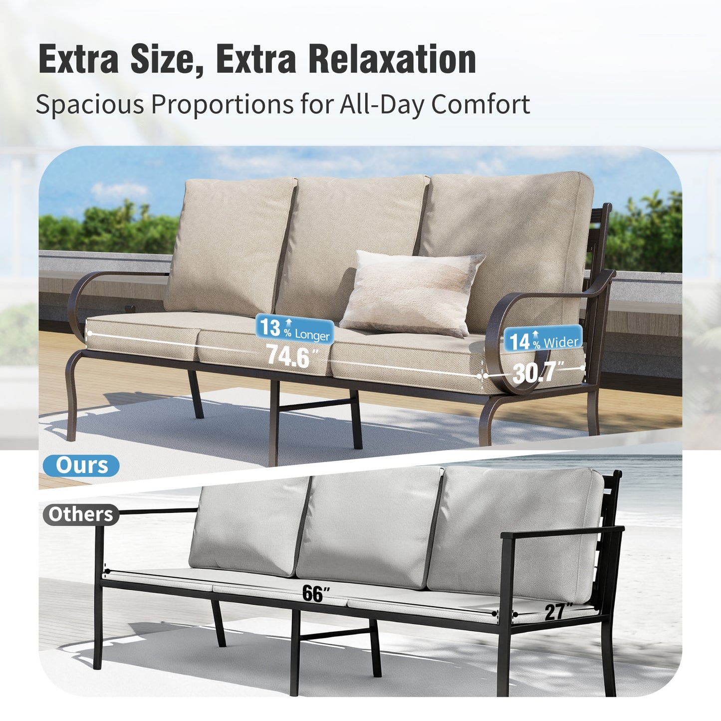 Captiva Designs 4pc Extra Large Metal Pattern-back Outdoor Patio Conversation Set with Coffee Table