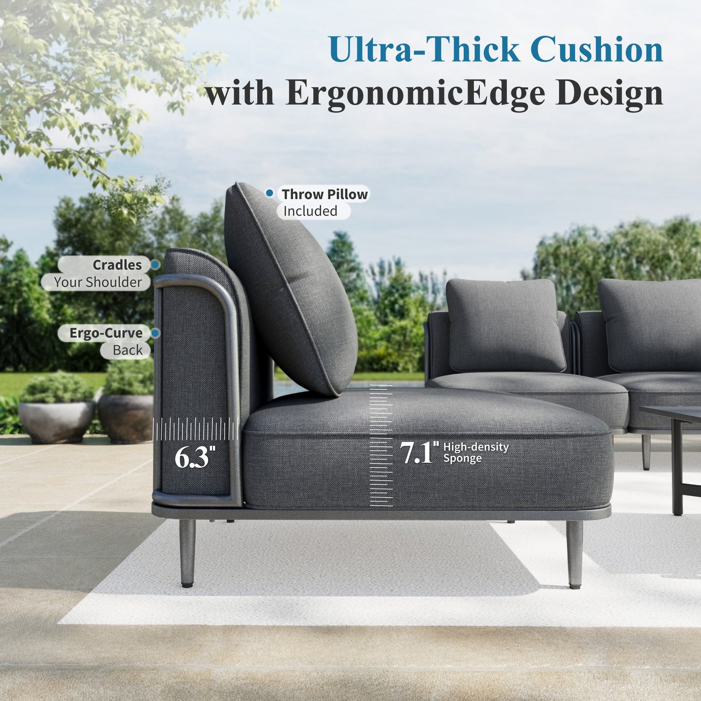 Captiva Designs Low-Profile Metal Outdoor Patio Modular Furniture Conversation Set with Extra Thick Cushion