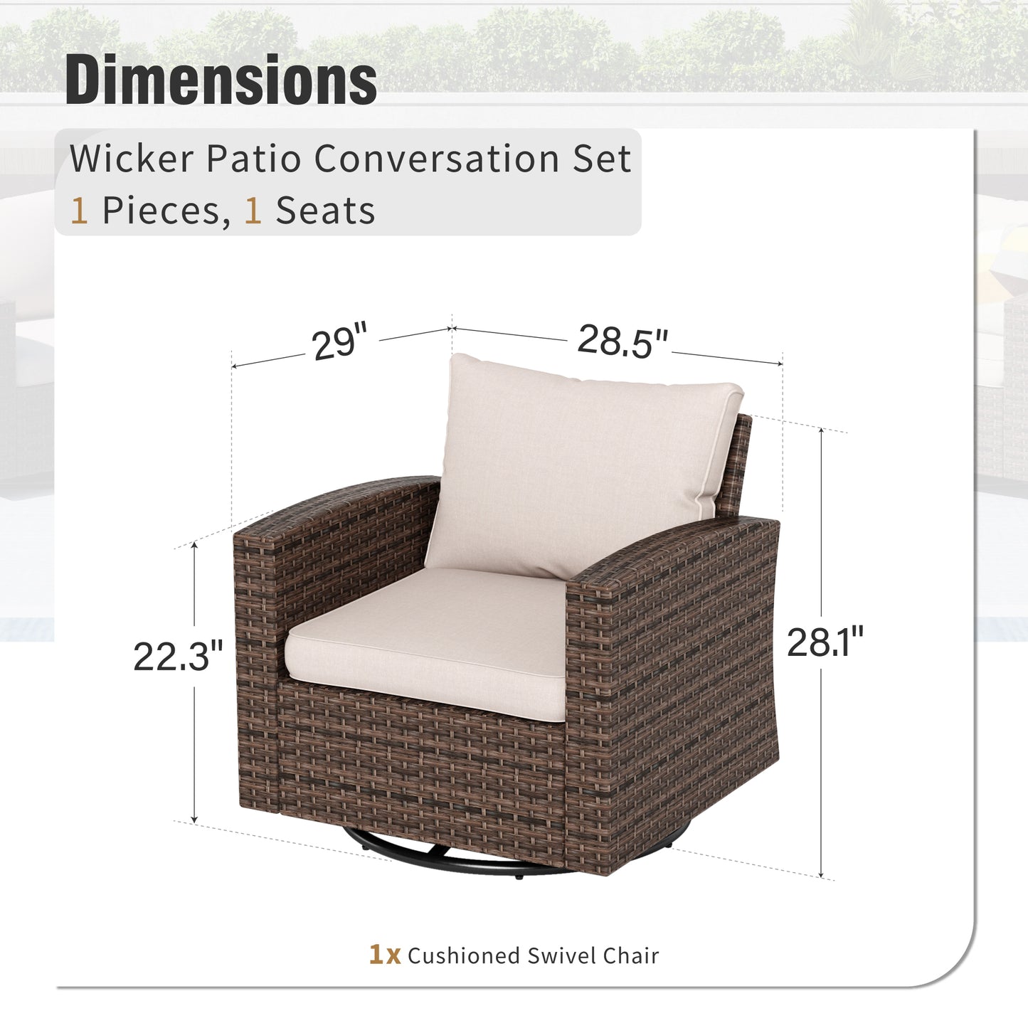 Captiva Designs 7pc Outdoor Patio Wicker Conversation Set with 4Cushioned Single Sofas for Garden Poolside Backyard