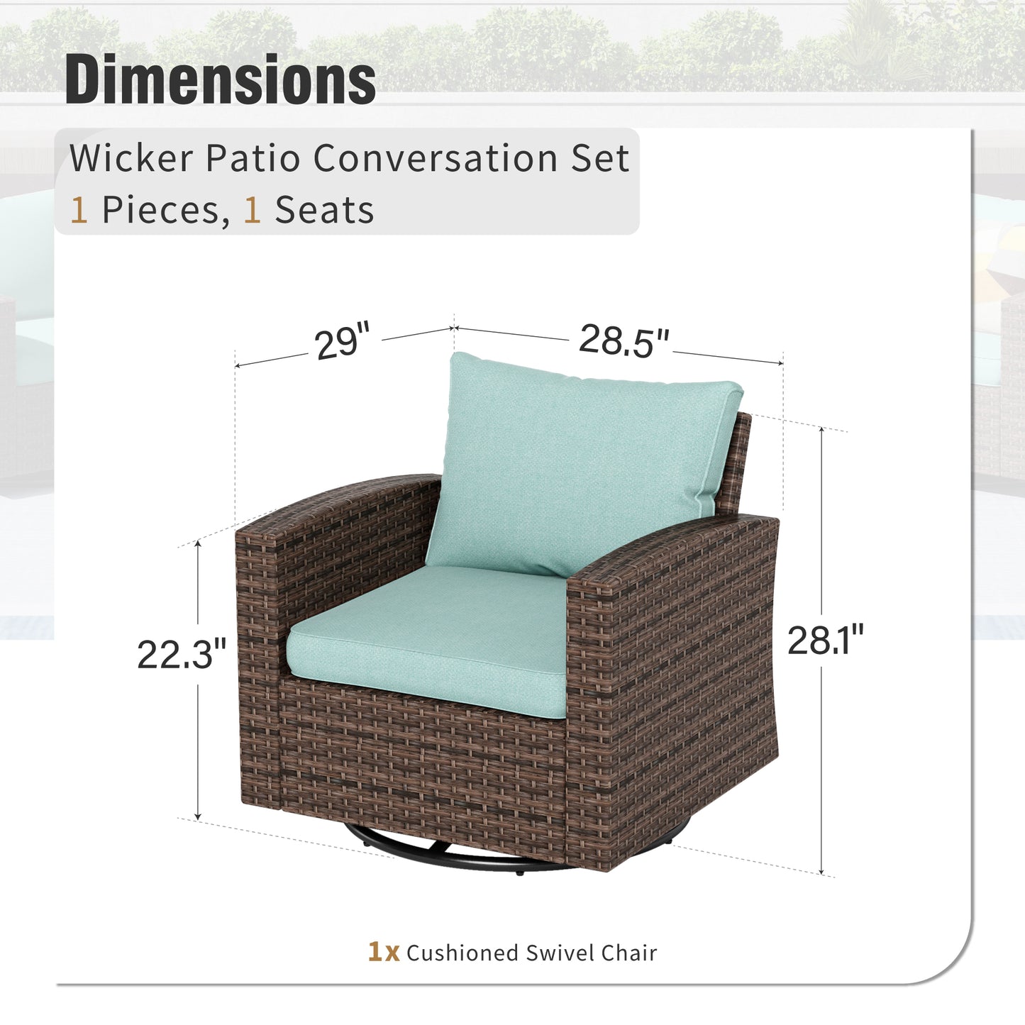 Captiva Designs 6 件套户外露台柳条藤条软垫火坑套装，配有脚凳和扶手椅