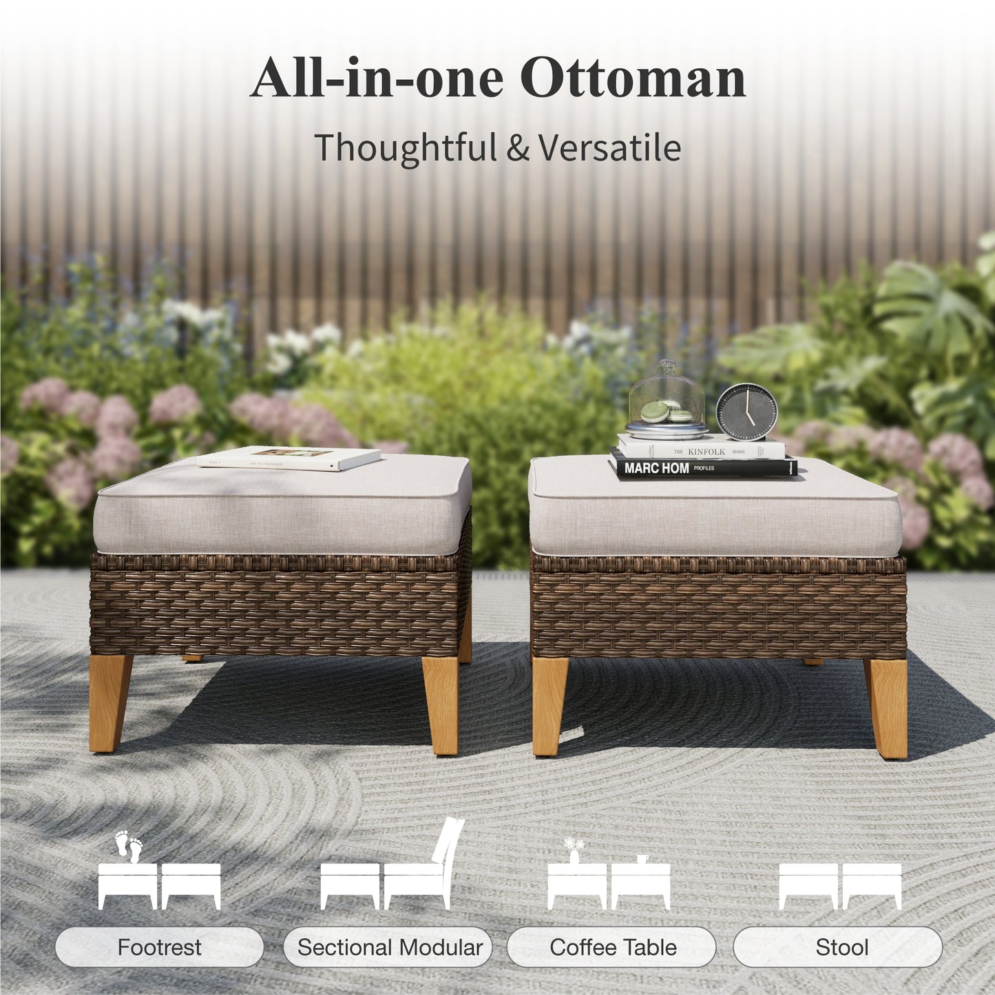 Captiva Designs 9-Piece Outdoor Patio Wicker Conversation Sofa Set withThick Cushions for Deck, Yard, and Poolside