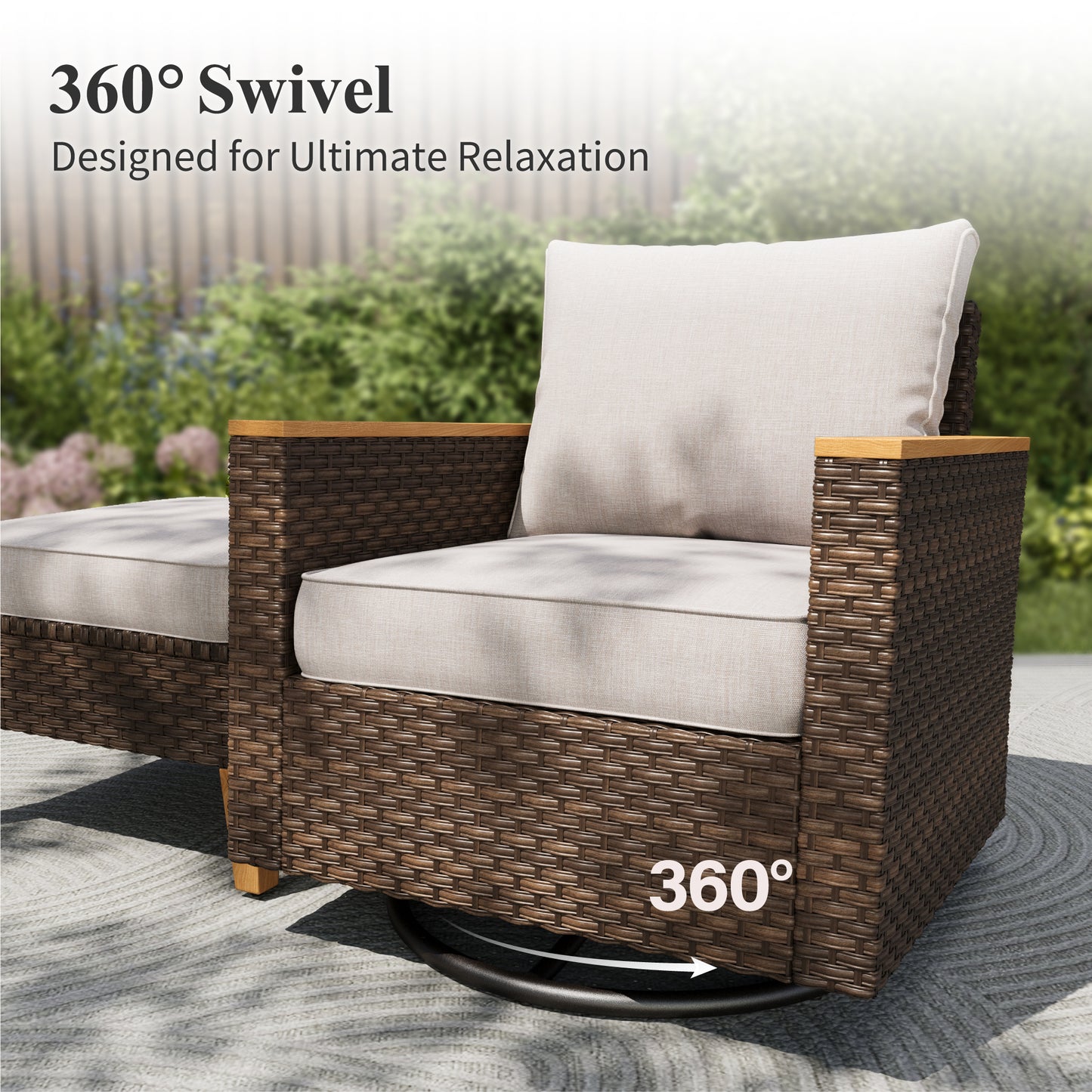 Captiva Designs 7 件套柳条户外露台藤条组合会客套装，带软垫脚凳