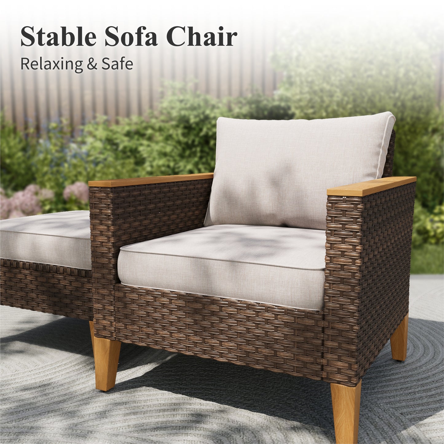 Captiva Designs 7 件套柳条户外露台藤条组合会客套装，带软垫脚凳