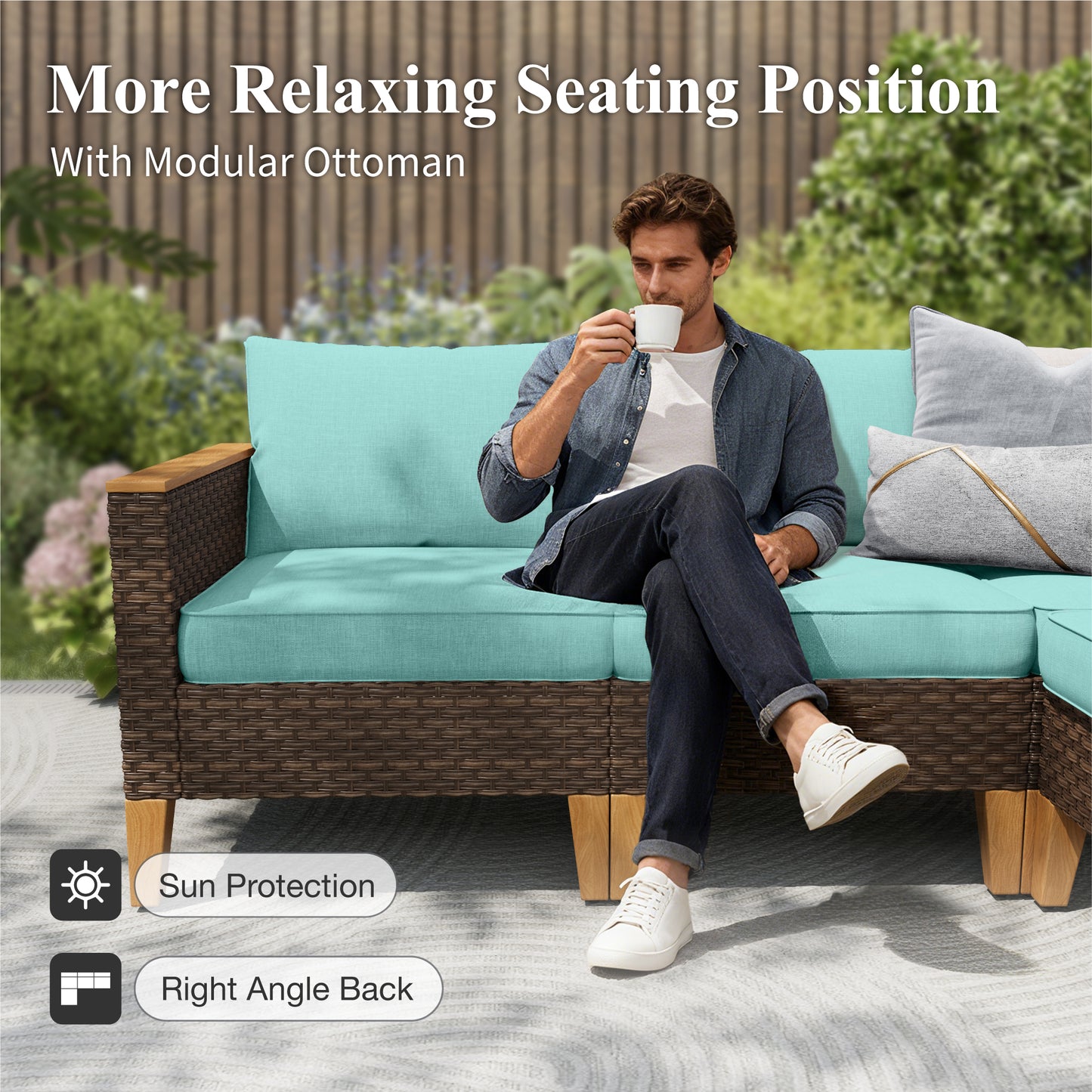 Captiva Designs 9-Piece Outdoor Patio Wicker Conversation Sofa Set withThick Cushions for Deck, Yard, and Poolside