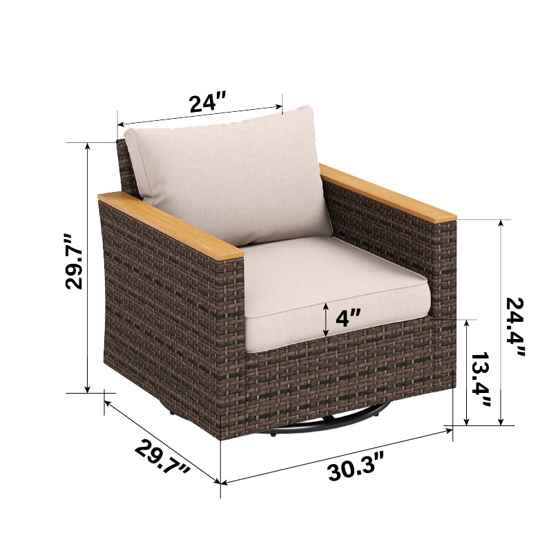 Captiva Designs 7 件套柳条户外露台藤条组合会客套装，带软垫脚凳
