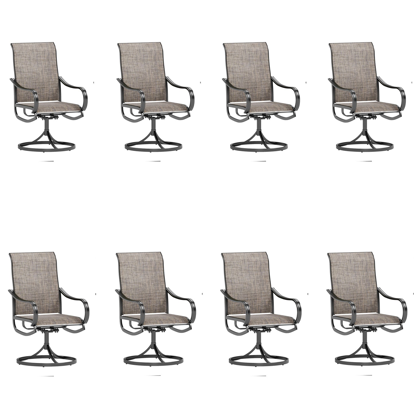 Captiva Designs Outdoor Dining Breathable Quick-dry Sling Steel Chairs with 360 Degree Swivel