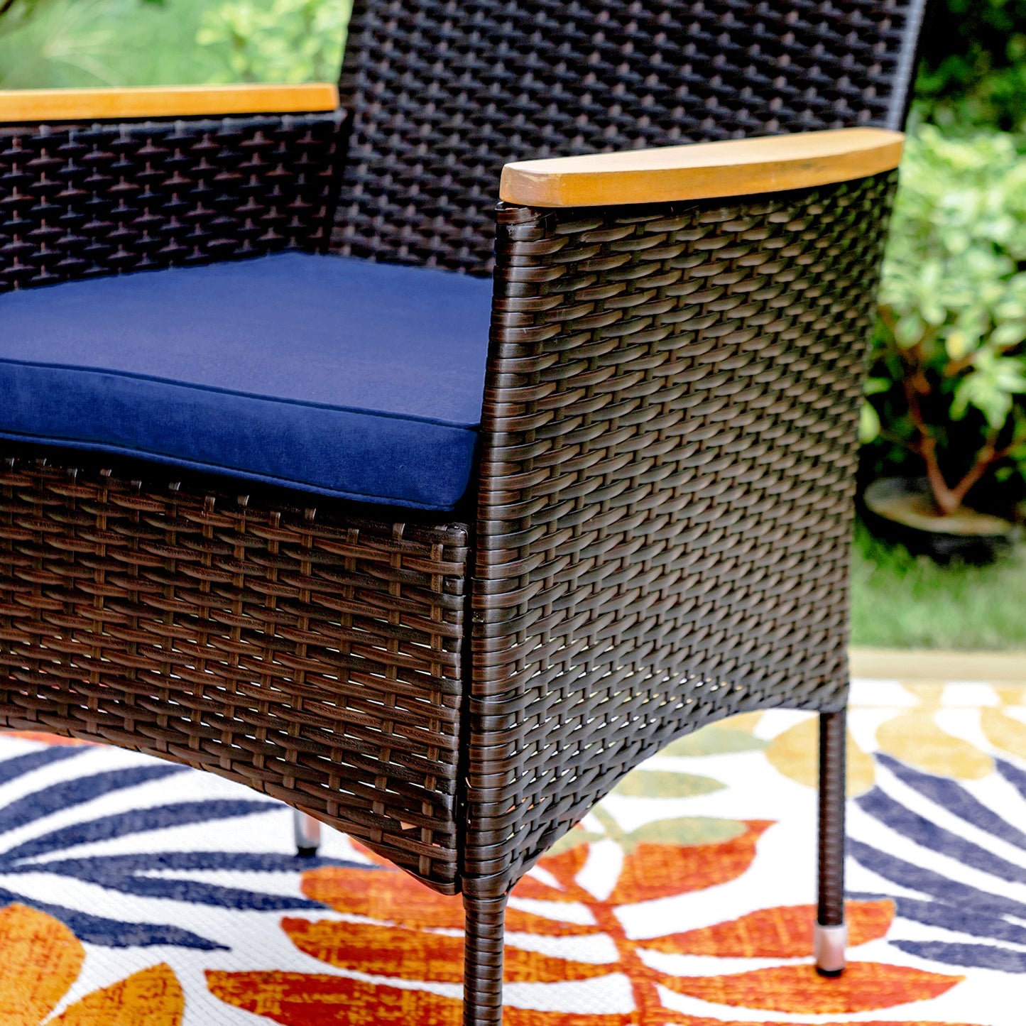 Captiva Designs Outdoor Patio All-weather Wicker Dining Chairs with Thick Cushion