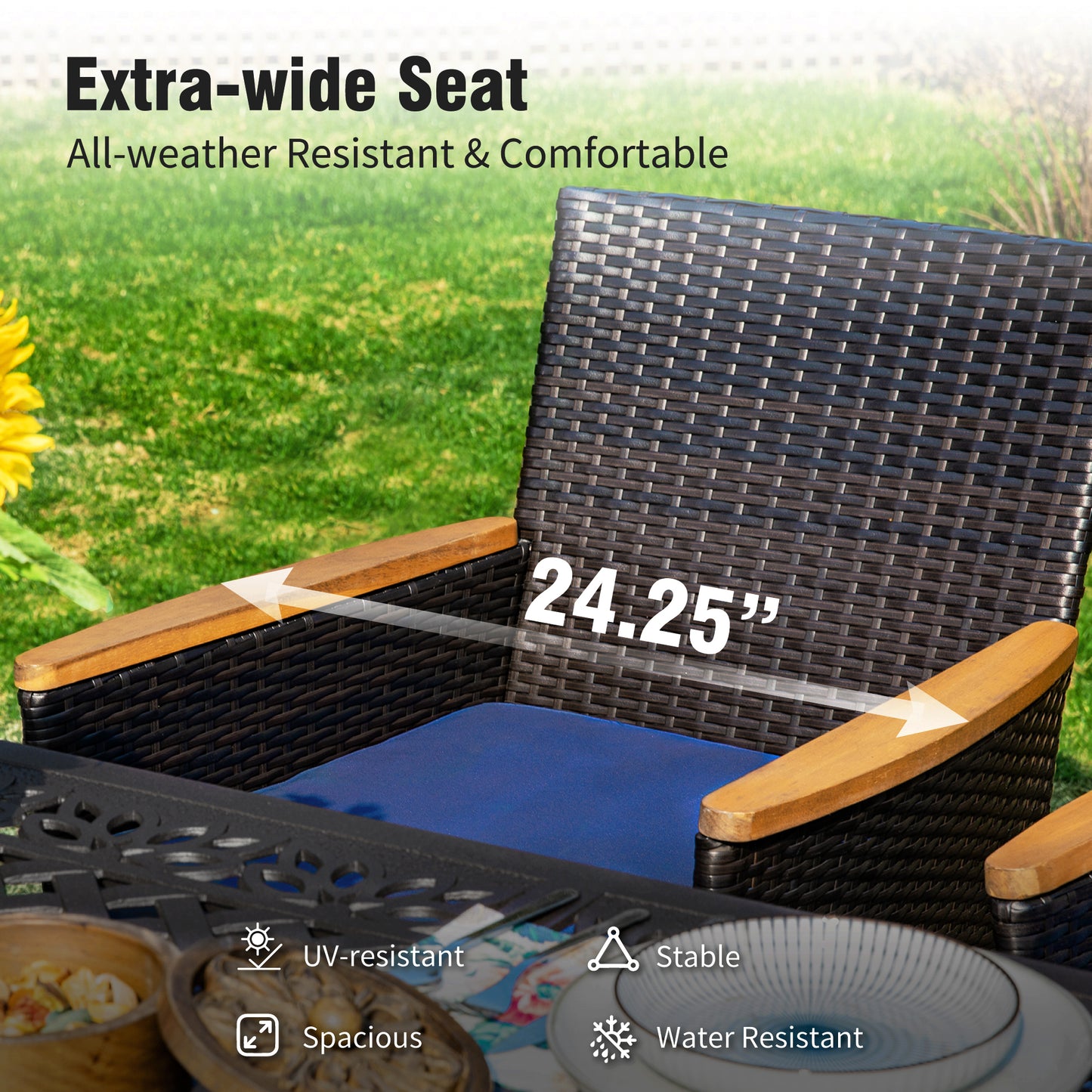 Captiva Designs Outdoor Patio All-weather Wicker Dining Chairs with Thick Cushion