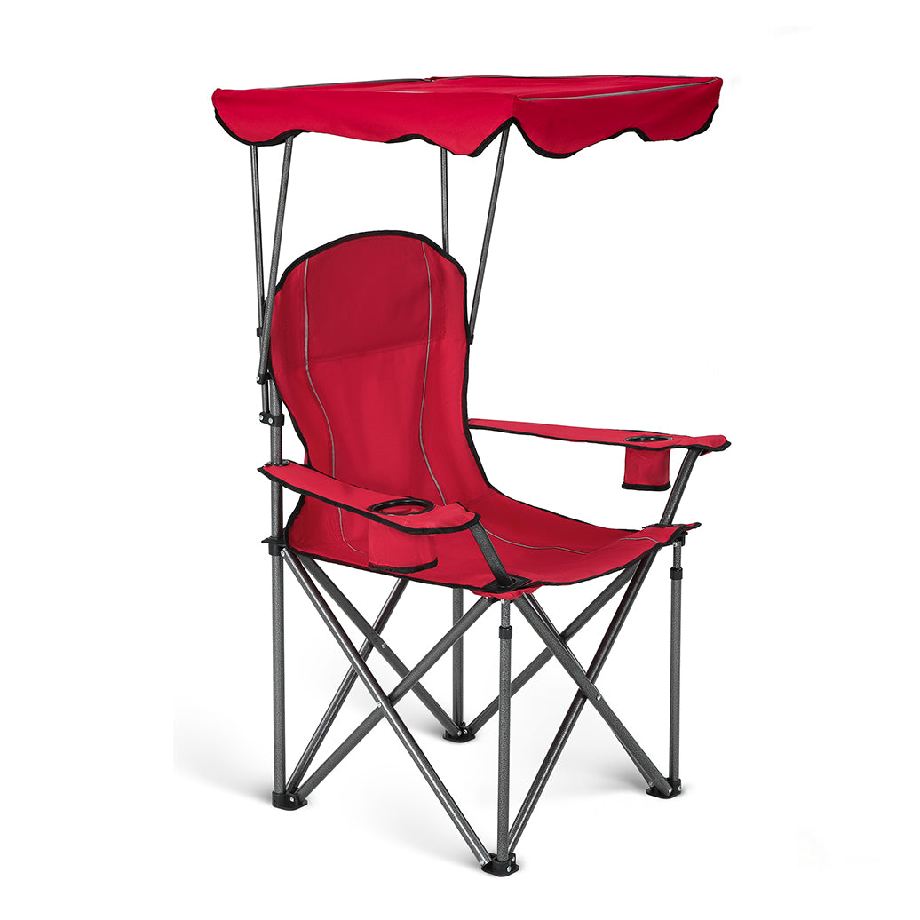 Captiva Designs Heavy Duty Canopy Chair, 350 lb Folding Outdoor Chair with Sunshade & Cup Holders
