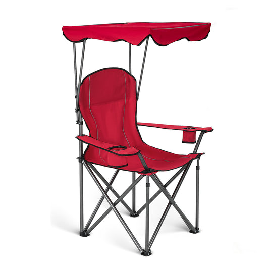 Captiva Designs Heavy Duty Canopy Chair, 350 lb Folding Outdoor Chair with Sunshade & Cup Holders