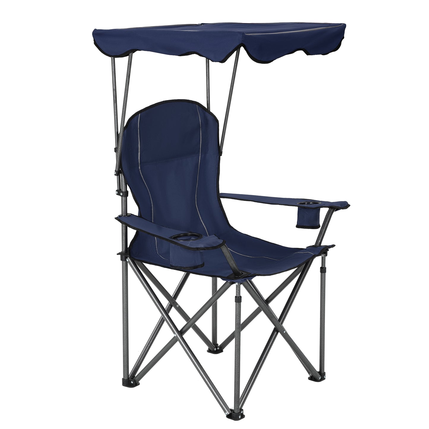 Captiva Designs Heavy Duty Canopy Chair, 350 lb Folding Outdoor Chair with Sunshade & Cup Holders