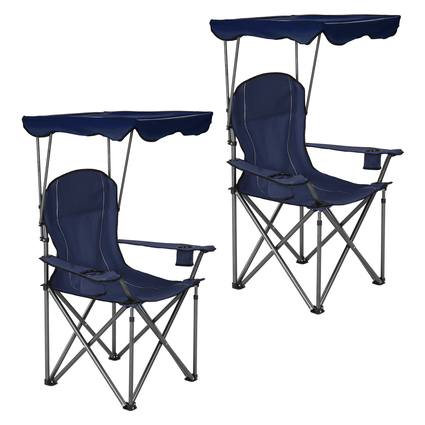 Captiva Designs Heavy Duty Canopy Chair, 350 lb Folding Outdoor Chair with Sunshade & Cup Holders