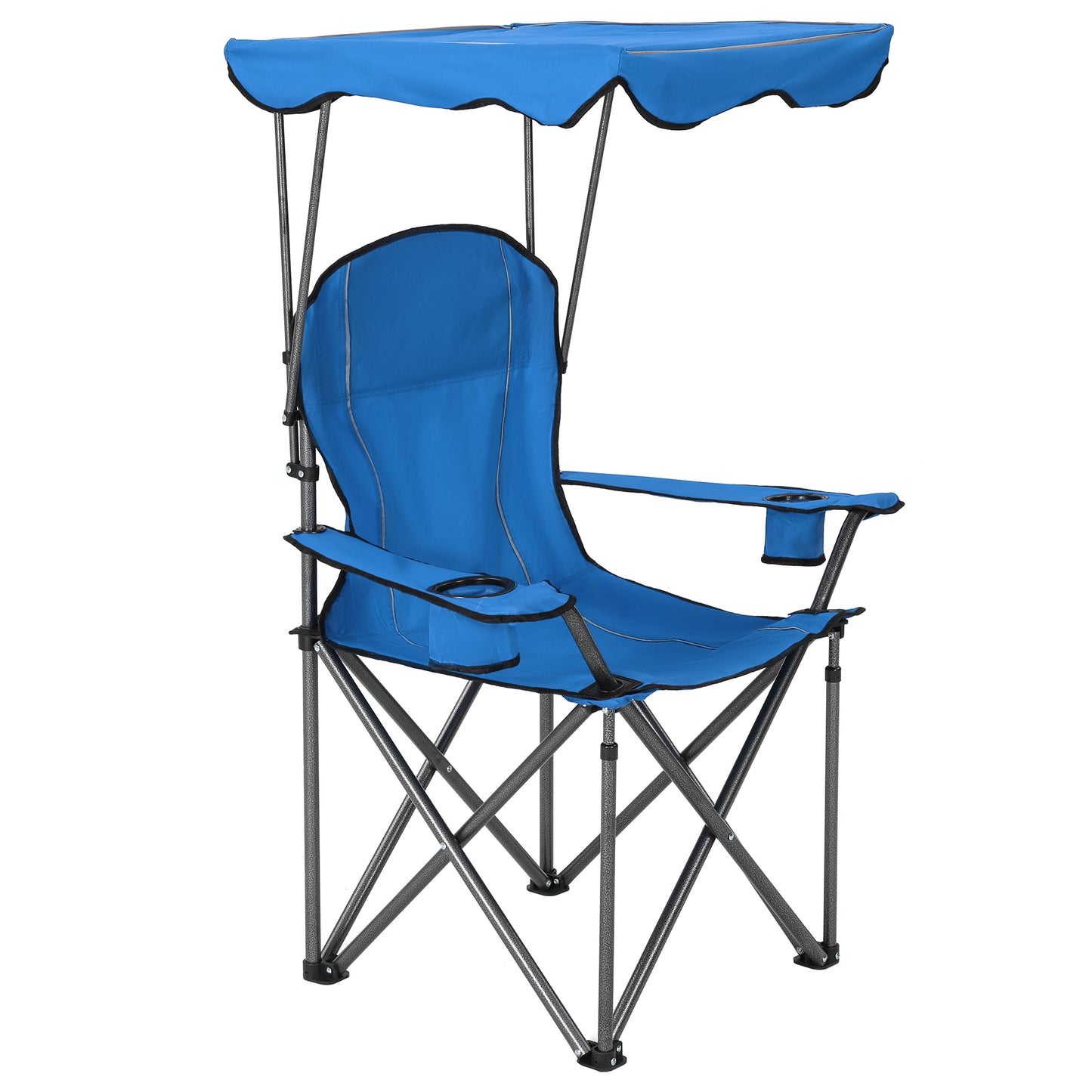 Captiva Designs Heavy Duty Canopy Chair, 350 lb Folding Outdoor Chair with Sunshade & Cup Holders