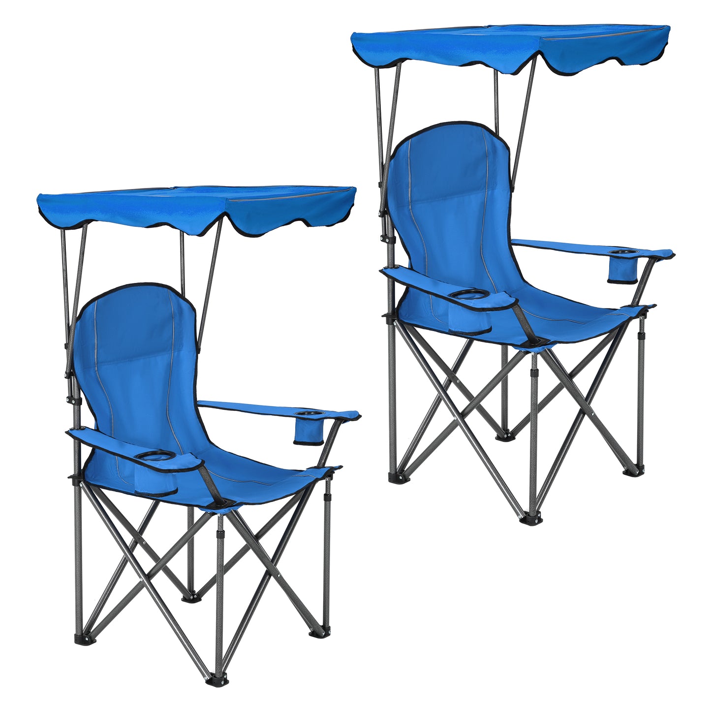 Captiva Designs Heavy Duty Canopy Chair, 350 lb Folding Outdoor Chair with Sunshade & Cup Holders