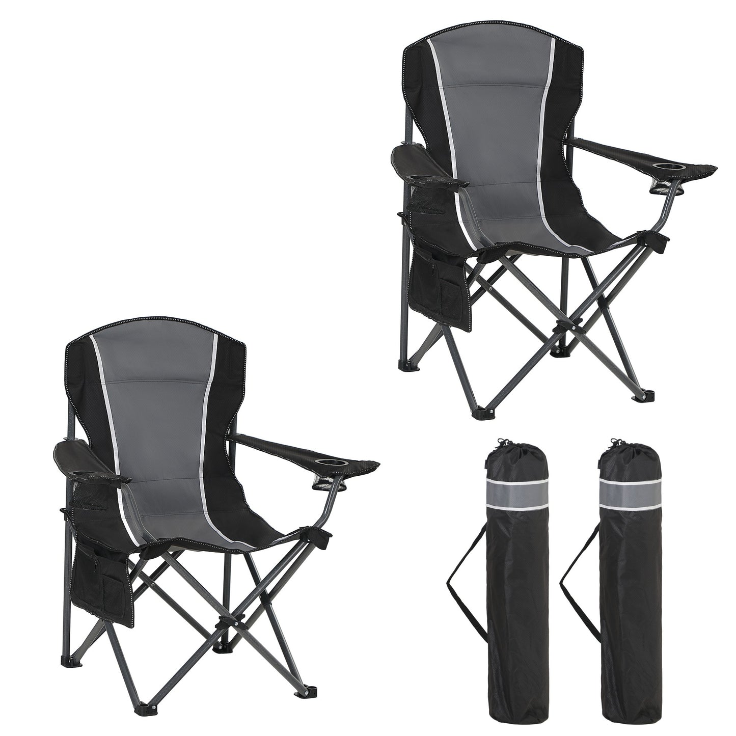 Captiva Designs Oversized Folding Camping Chair, Heavy-Duty Steel Frame, 350 lb Capacity, Portable with Cup Holders
