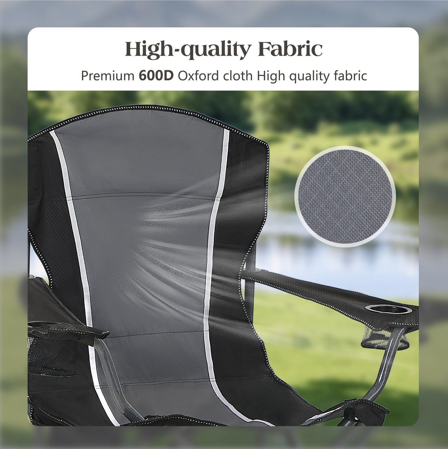 Captiva Designs Oversized Folding Camping Chair, Heavy-Duty Steel Frame, 350 lb Capacity, Portable with Cup Holders