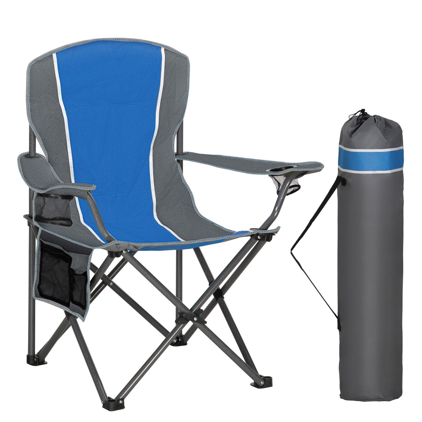 Captiva Designs Oversized Folding Camping Chair, Heavy-Duty Steel Frame, 350 lb Capacity, Portable with Cup Holders