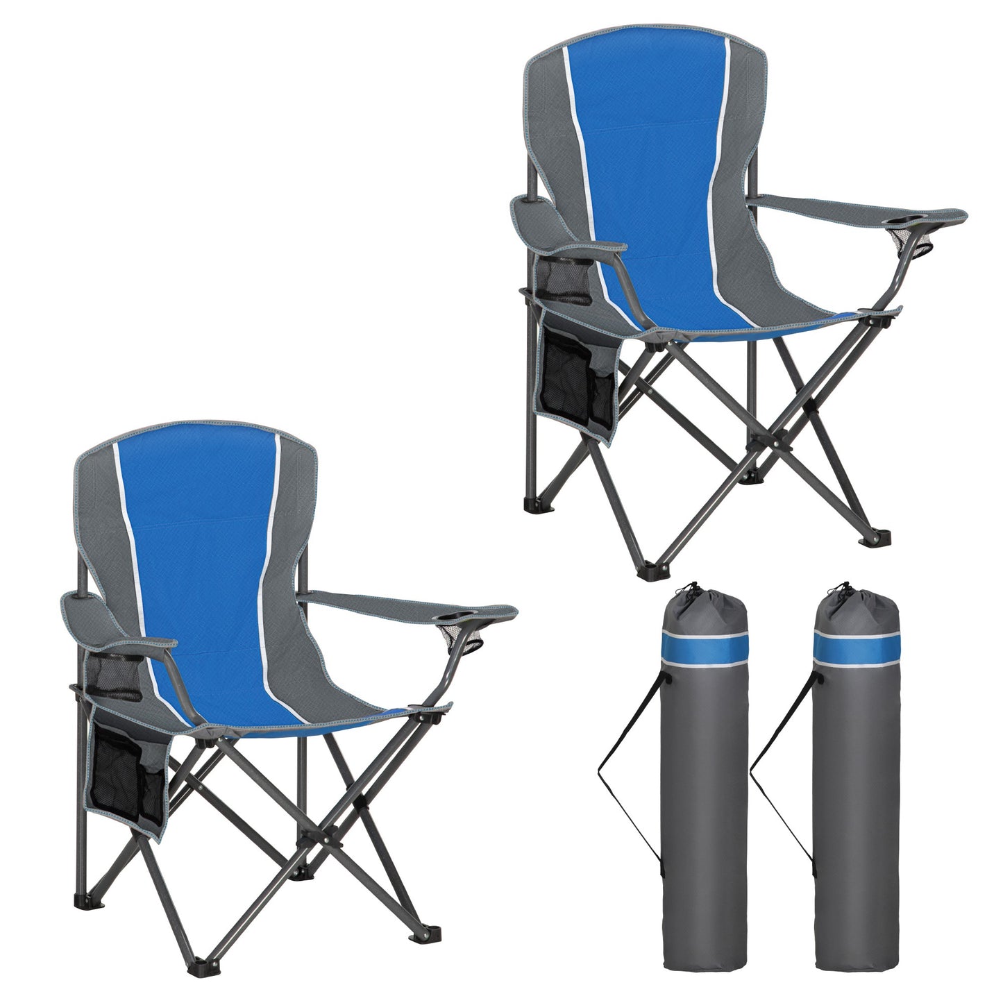 Captiva Designs Oversized Folding Camping Chair, Heavy-Duty Steel Frame, 350 lb Capacity, Portable with Cup Holders