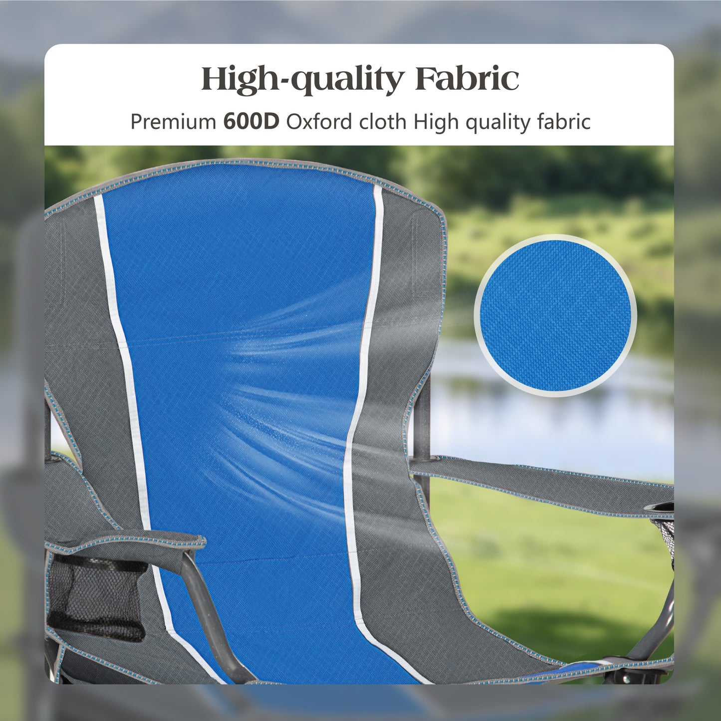 Captiva Designs Oversized Folding Camping Chair, Heavy-Duty Steel Frame, 350 lb Capacity, Portable with Cup Holders