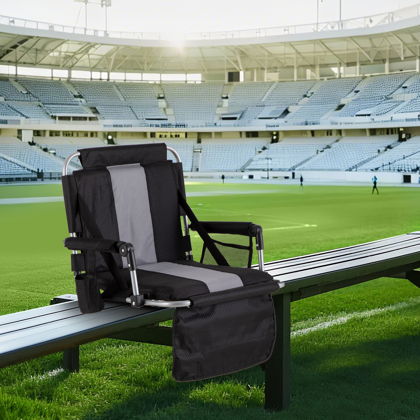 Captiva Designs Stadium Seat Chair for Bleachers with Back & Armrests, Portable Folding Chair, Lightweight Steel Frame, 225 lb Capacity