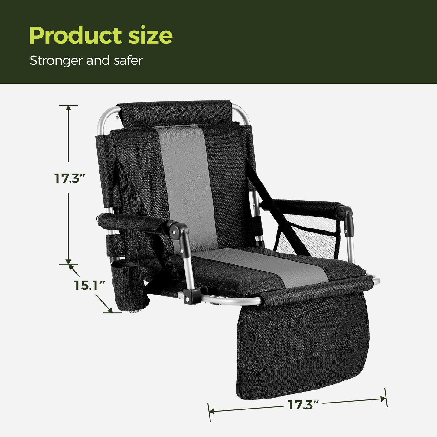 Captiva Designs Stadium Seat Chair for Bleachers with Back & Armrests, Portable Folding Chair, Lightweight Steel Frame, 225 lb Capacity