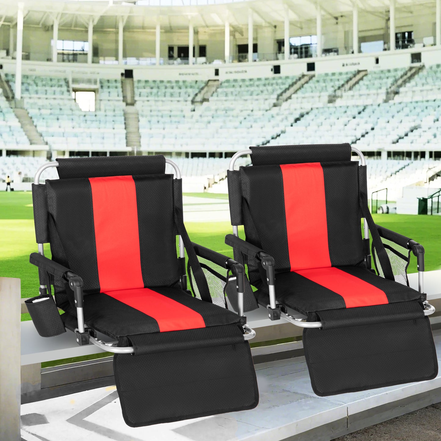 Captiva Designs Stadium Seat Chair for Bleachers with Back & Armrests, Portable Folding Chair, Lightweight Steel Frame, 225 lb Capacity