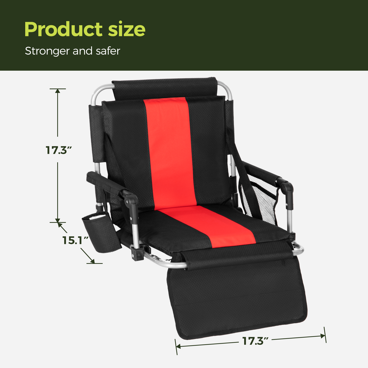 Captiva Designs Stadium Seat Chair for Bleachers with Back & Armrests, Portable Folding Chair, Lightweight Steel Frame, 225 lb Capacity