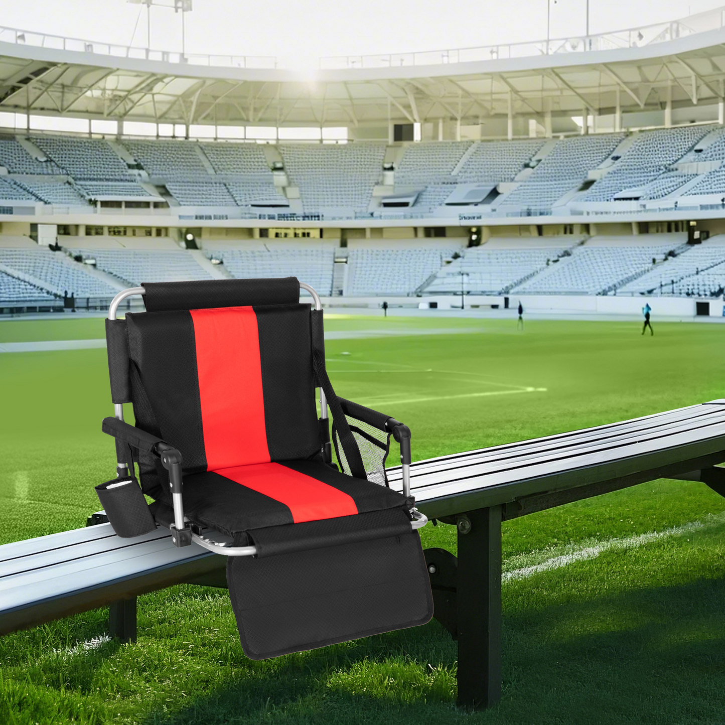 Captiva Designs Stadium Seat Chair for Bleachers with Back & Armrests, Portable Folding Chair, Lightweight Steel Frame, 225 lb Capacity
