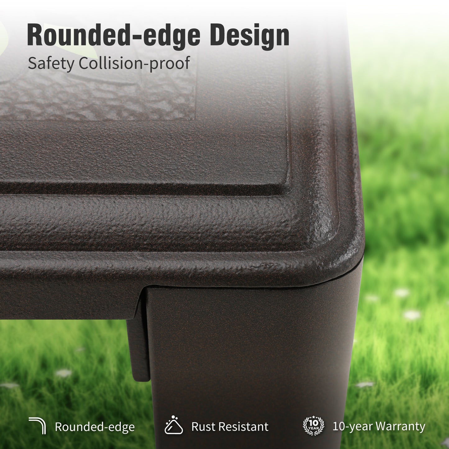 Captiva Designs Outdoor Patio Cast Aluminum Lawn Garden All Weather Engraved Cast-Top Dining Table