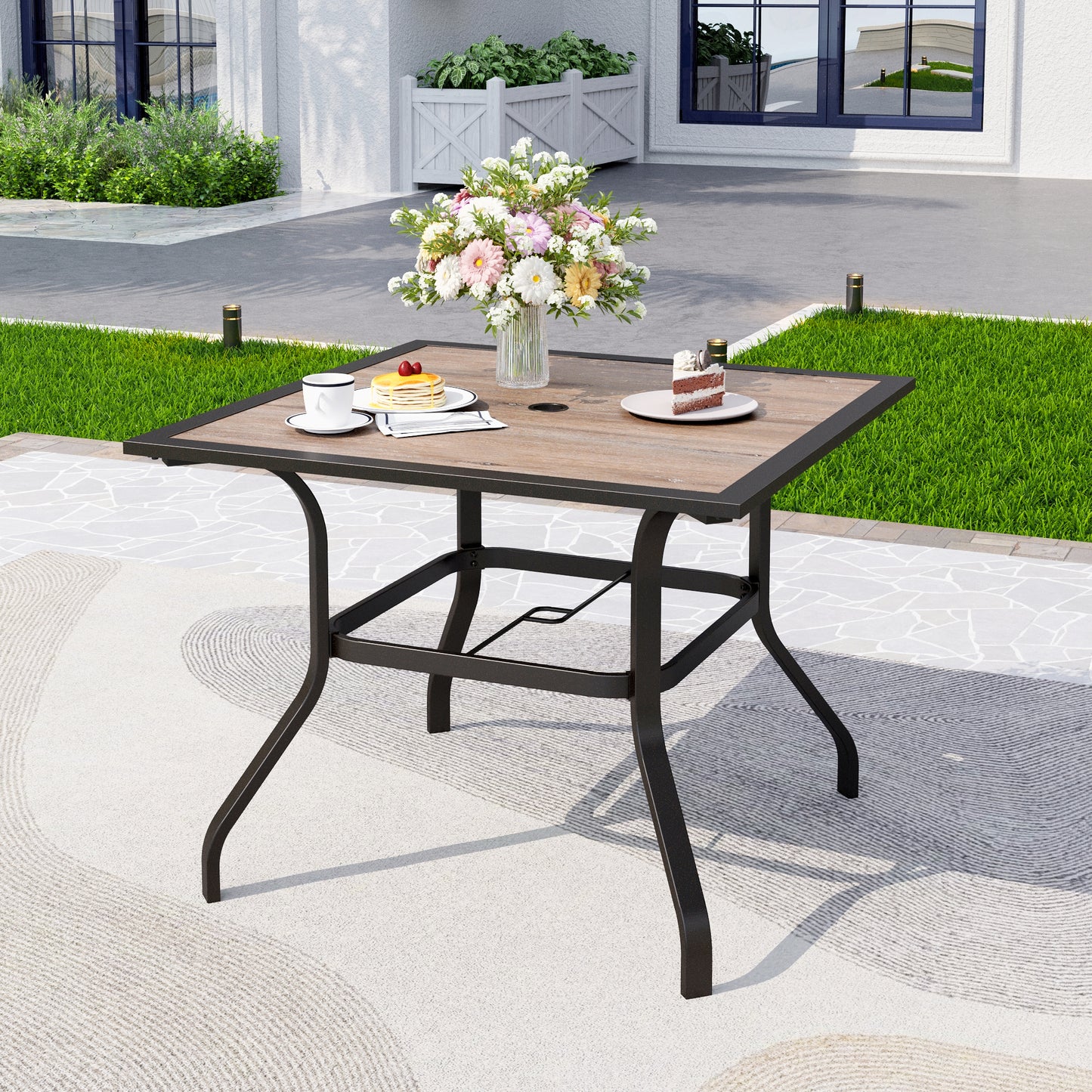 Captiva Designs 1 件装露台餐厅板顶圆桌，带伞孔
