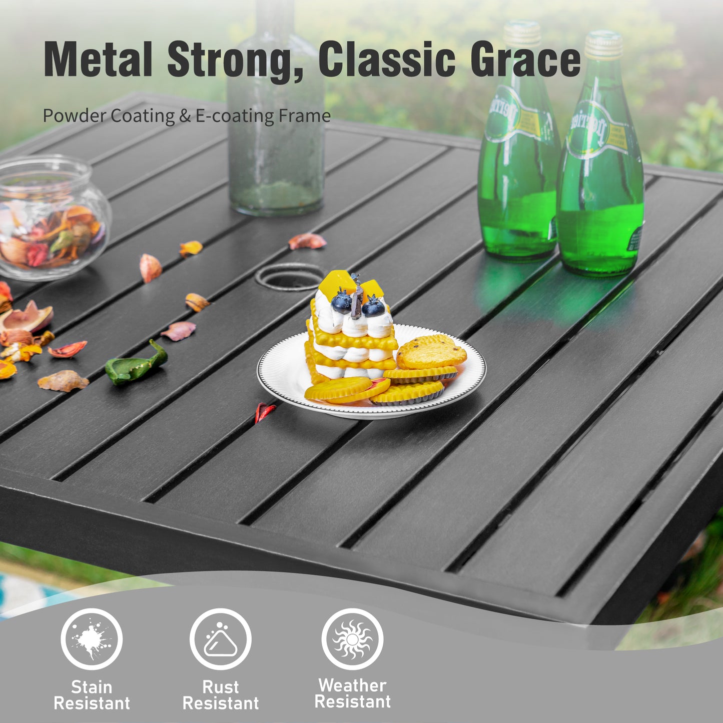 Captiva Designs 5pc Outdoor Patio Dining Steel Bar Table & High Bar Swivel Stools